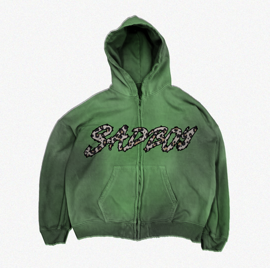Dirty Green Cheetah Zip-Up