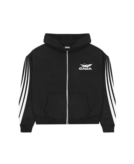 Black Stripes Zip Up Hoodie