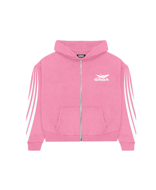 Pink Stripes Zip Up Hoodie